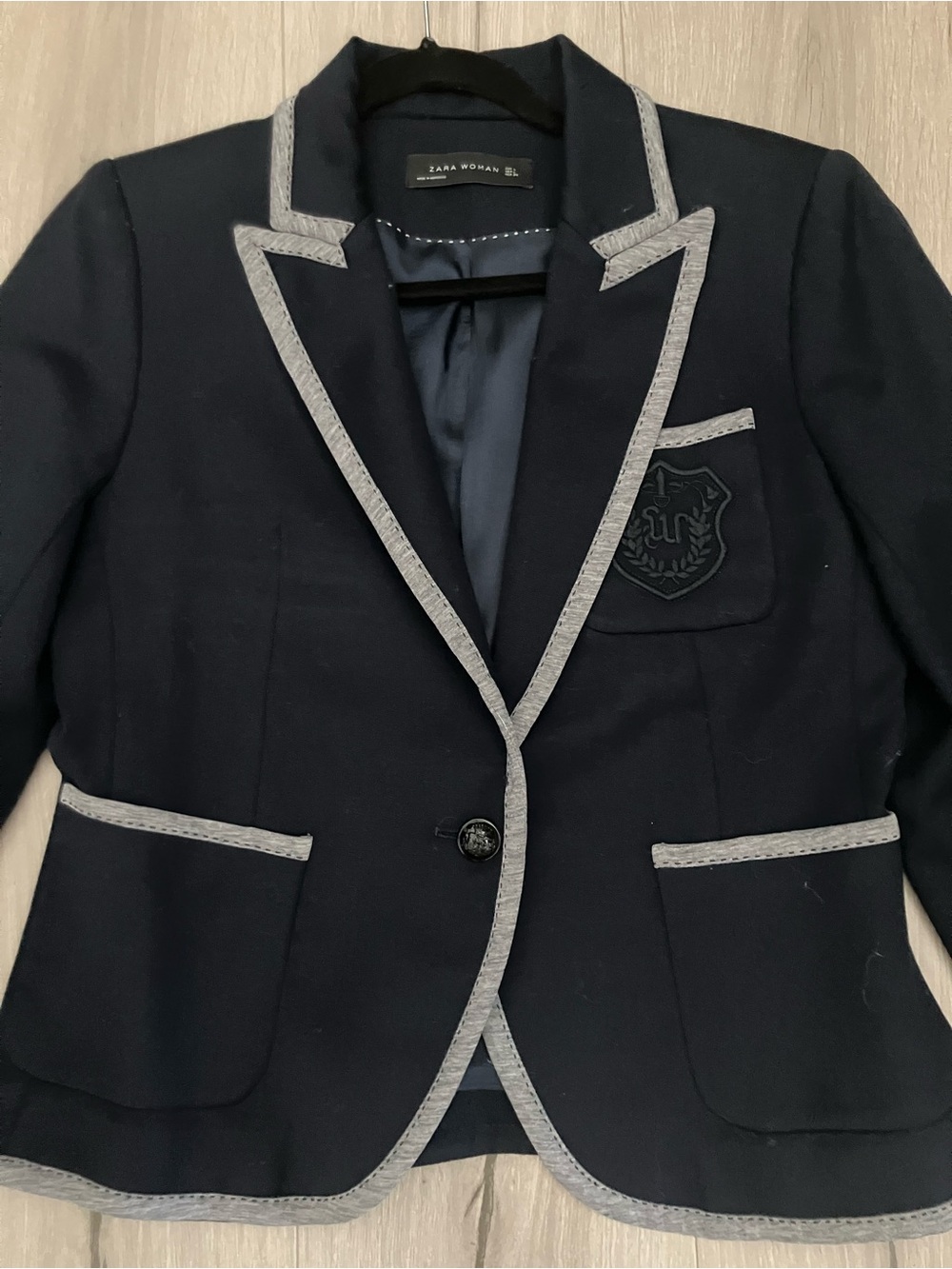 Zara Navy Blue and Gray Prep Blazer